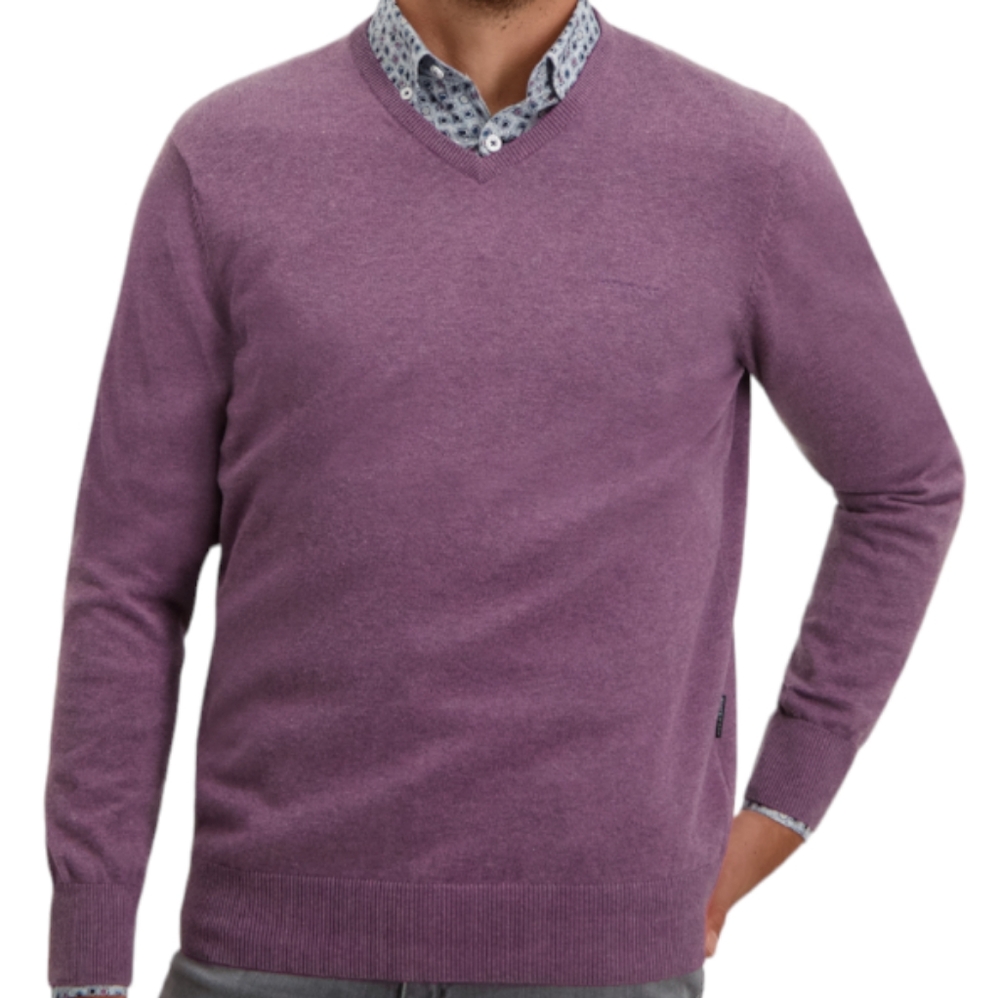 Cashmere Cotton Weatherproof Purple V Neck Sweater L Men's